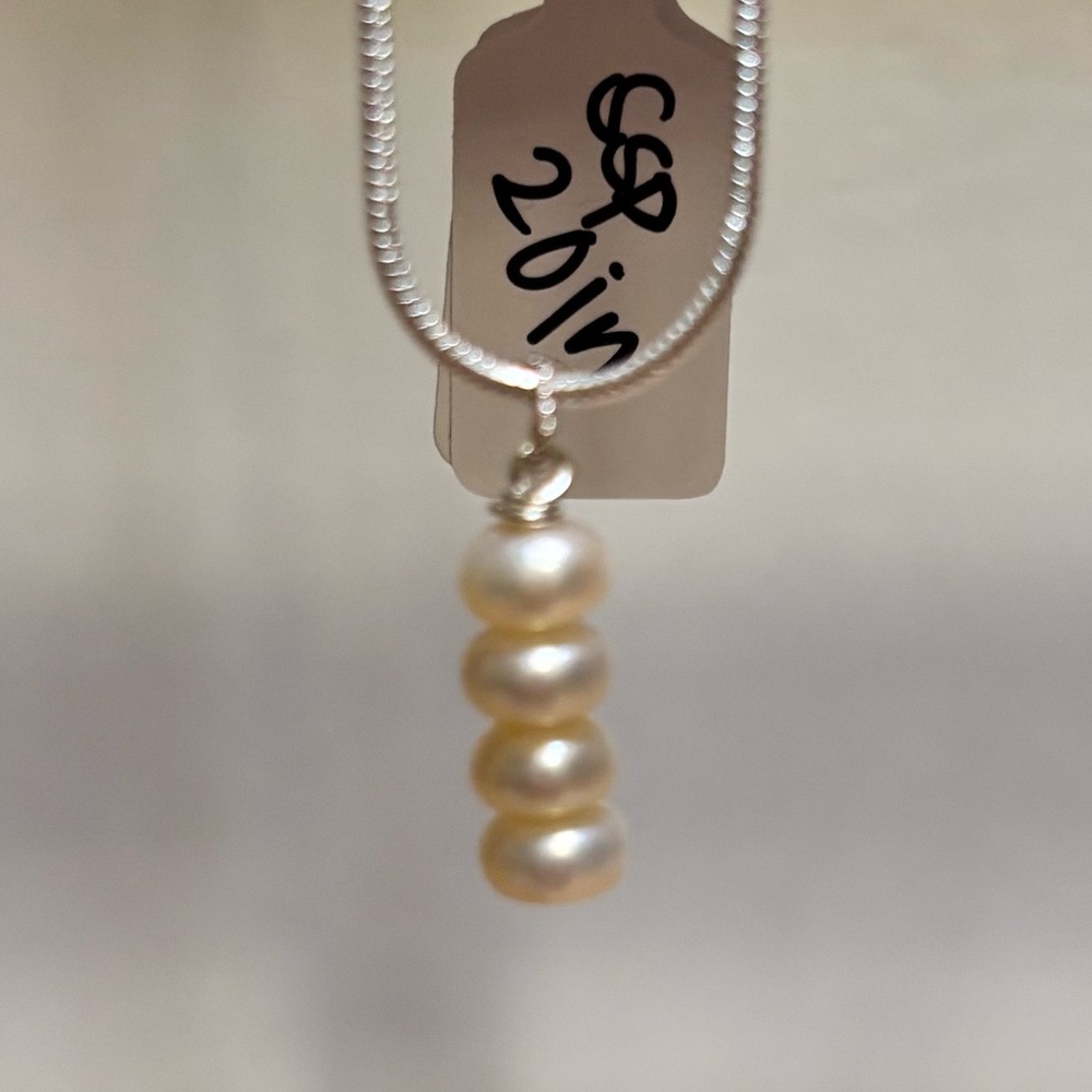 Fresh water drop pearl bar necklace